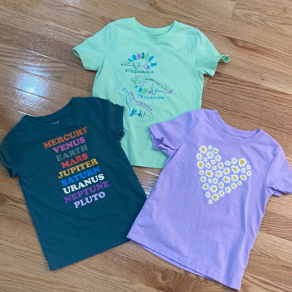 Cat & Jack Dinosaur, Planet and Heart Graphic Tees - Green, Purple, Dark Teal